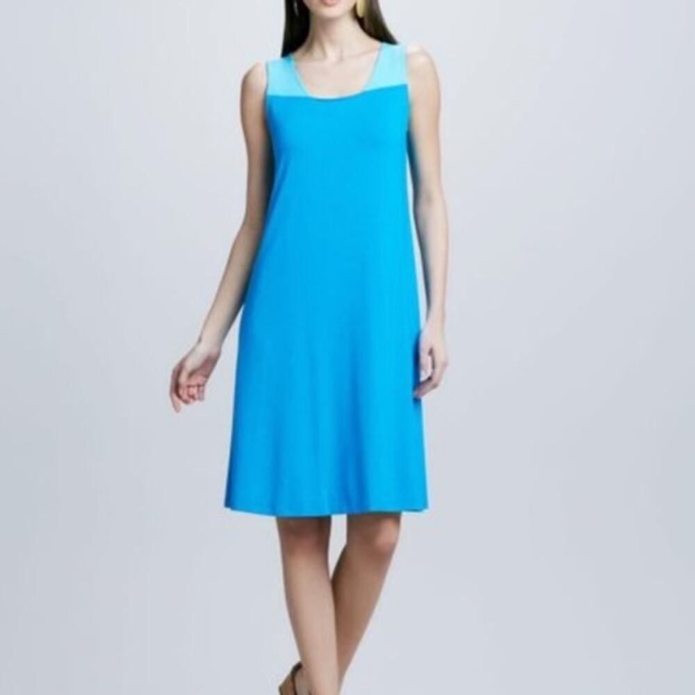 Eileen Fisher colorblock knit dress blue sz‎ S